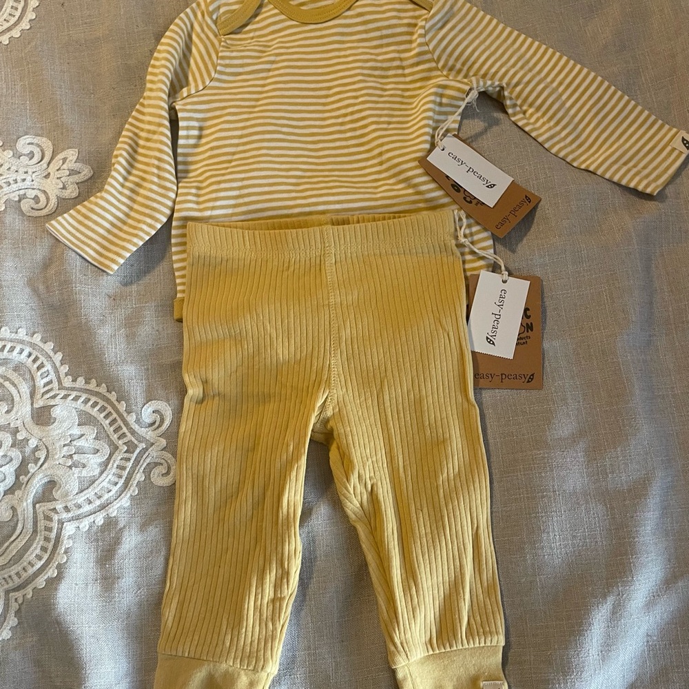 Organic Easy Peasy Yellow Striped Baby Set